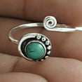 thumbnail image 2 of Real 925 Sterling Silver, Blue Turquoise Natural Gemstone Round Ring, Statement Ring, Adjustable Ring, Teacher&nbsp;Gifts, Valentines Day Gifts For Women, December Birthstone (turquoise, 7), 2 of 6