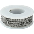 thumbnail image 3 of Cadena de cable de acero inoxidable 304 de 10 m (32,8 pies), extensor soldado, eslabones ovalados planos, color acero inoxidable, para manualidades., 3 of 4