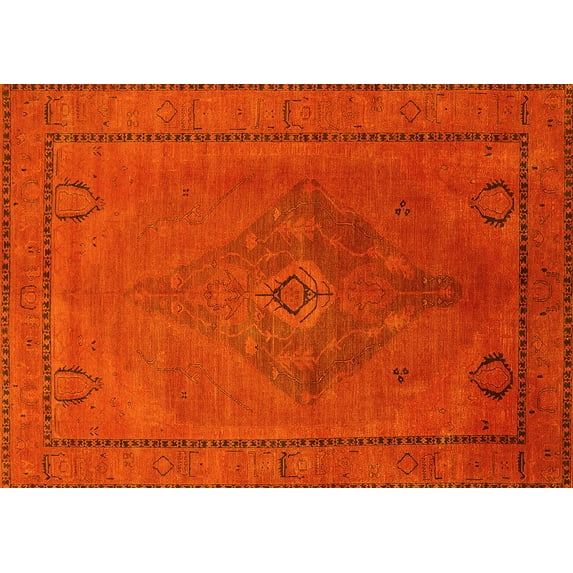 Ahgly Company Machine Washable Indoor Rectangle Oriental Yellow Industrial Area Rugs, 2' x 4'