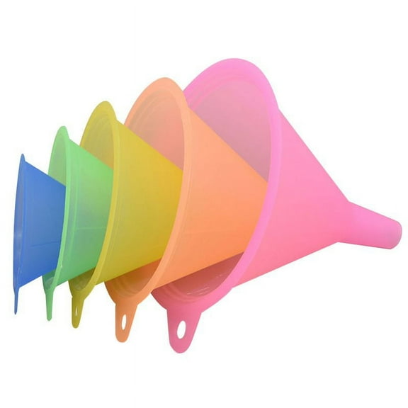 AkoaDa 5PC Colorful Plastic Funnel Small Medium Large Variety Liquid Oil Kitchen Tools