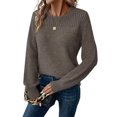 thumbnail image 2 of UDAUDU Womens Sweaters Casual Long Sleeve Crewneck Fall Fashion Crochet Knit Pullover Sweater Tops Trendy Outfits Dark Gray XL, 2 of 3