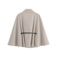 thumbnail image 4 of Women's Solid Color Poncho Coat, Batwing Sleeve Cape Jacket, Oversized Belted Tunic, Stand Collar Casual Cloak, Trendy Loose Fit Outerwear, Elegant Layering Piece Beige L, 4 of 5