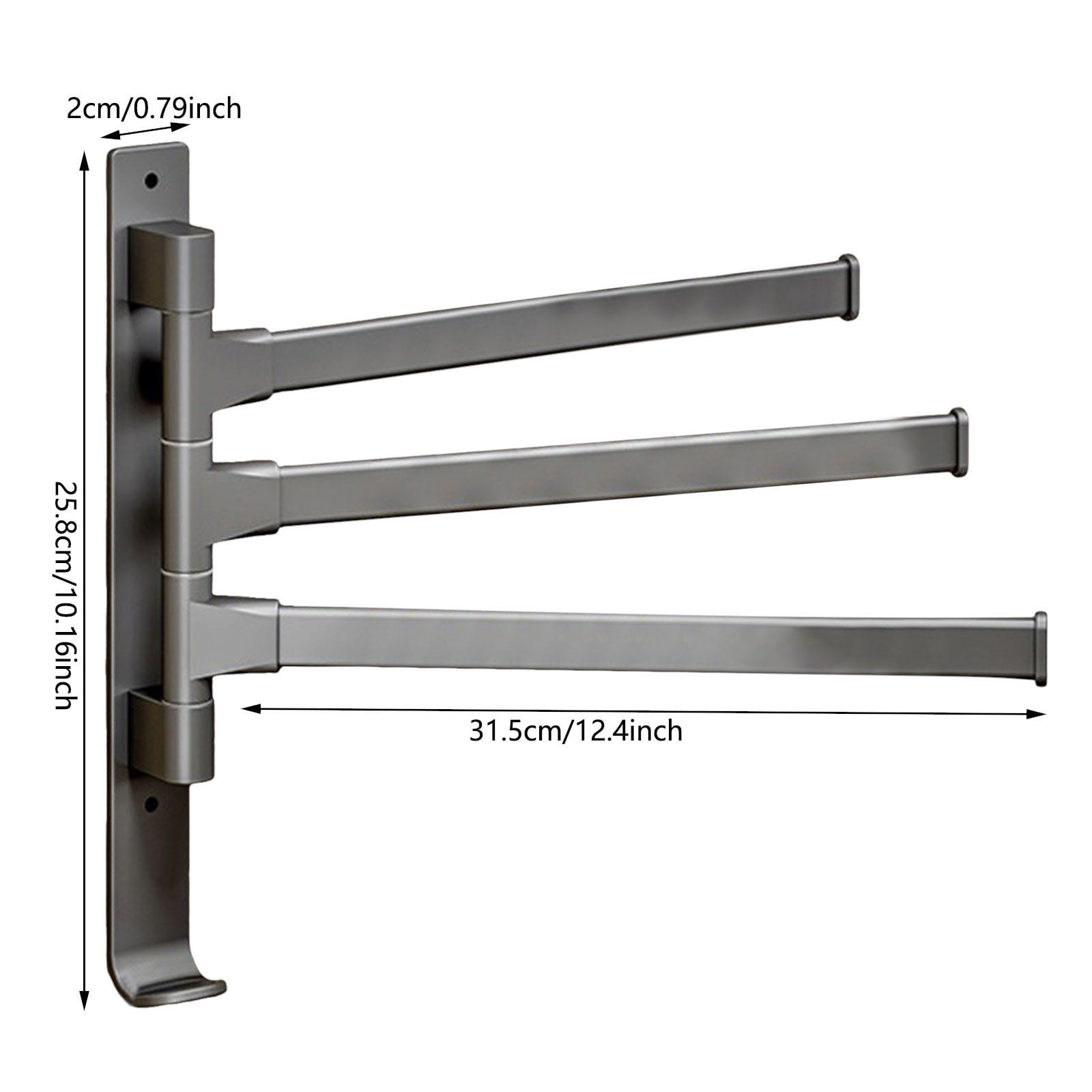 YALURUI. Barre Porte Serviettes Pivotante à 180 Degrés, Porte-serviettes Mural Chromé Avec 4