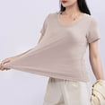 thumbnail image 6 of Htigea Womens Knit Tops 2025 Spring Summer V Neck Shirts Casual Trendy Women's Blouses Basic Tee Today Deals Beige,XL, 6 of 6