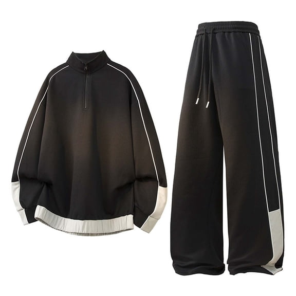 Curuila Mens Sweatsuits 2 Piece Sets With Half Zip Long Sleeve Solid Color Stand Collar Sweatshirt With Sweatpants Everyday Wear Fashionable Tracksuit Size L