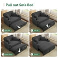 thumbnail image 6 of Marrber Gray Plush Sofa 52” 3-in-1 Convertible Pull-Out Sofa Bed Sleeper Loveseat with Reclining Backrest, Built-in Cup Holders, Corduroy Upholstered Sofa for Small Space, 6 of 10