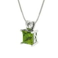 thumbnail image 2 of Clara Pucci 18K White Solid Hypoallergenic Gold 1.5Ct Natural Peridot Princess Cut Solitaire Designer Necklace Pendant For August, 2 of 6