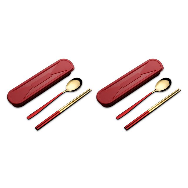 Ounissouiy Utensilios de cocina de acero inoxidable 304, portátiles, reutilizables, para estudiantes, de diseño Simple, accesorios de viaje para Tipo 2 2Conjunto