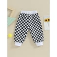 thumbnail image 2 of Toddler Baby Boy Sweatpants Checkerboard Patchwork Elastic Jogger Pants Casual Trousers, 2 of 7