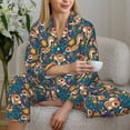 thumbnail image 4 of Goofa Squirrel Garden Delight Printed Women’s 2 Piece Pajama Set Super,Pajamas Women's Long Sleeve Sleepwear Soft Button Down Loungewear Pjs Lounge Set Nightwear-Medium, 4 of 9