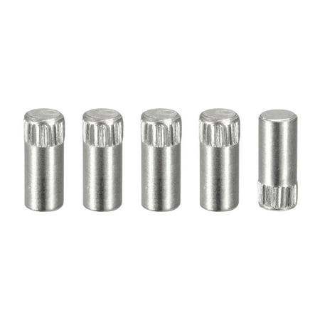 

6x14mm 304 Stainless Steel Dowel Pins 5 Pack Knurled Head Flat End Dowel Pin