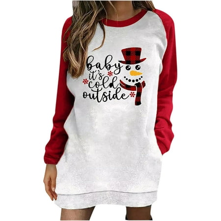 

Sweatshirts for Women Tunic Long Round Neck Shirt Pullover Xmas Reindeer Graphic Top Trendy Fall Blouse