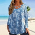 thumbnail image 1 of ICHUANYI Liquidación Moda Mujer Cuello Redondo Manga Larga Estampado Casual Hueco Camisa Blusa ICHUANYI WER202308233614, 1 of 8