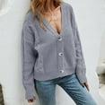 thumbnail image 2 of Vedolay Cute Tops for Women Fall Tops 2023 Fashion V Neck Long Sleeve Knitted Casual Sweater,Gray S, 2 of 5