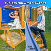 Sportspower Addison Wooden Swing Set with Heavy Duty Double A-Frame, on Slide, Bonus Anchor Kit - for Ages 3-8