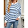 thumbnail image 6 of Womens Tunic Tops Long Sleeve Striped Shirts Crewneck Tops Light Blue XL, 6 of 7
