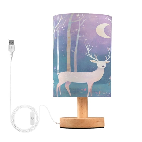 Yayeee Table Lamp for Bedroom Nightstand LED Portable Bedside Warm Light, Purple Night Deer