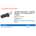 thumbnail image 2 of Camshaft Position Sensor - Compatible with 2007 - 2011 Chevy Aveo5 1.6L 4-Cylinder 2008 2009 2010, 2 of 2