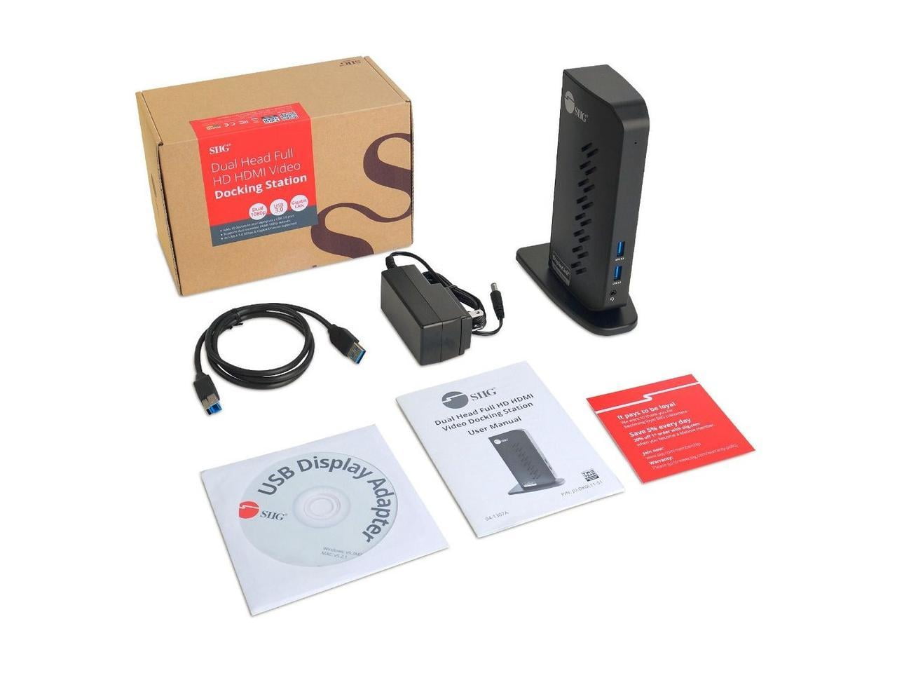 SIIG USB 3.0 Dual Head Full HD 1080p HDMI Video Docking Station - Mirror / Extend / Primary Video Mode - 5Gbps Data Transfer Rate