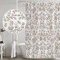 thumbnail image 4 of Khaki Flower Shower Curtain Set - Standard 72" x 72" Washable Bathtub Curtain with 12 Hooks, Vintage Farmhouse Boho Leaf Spring Plant Waterproof Fabric Stall Shower Curtains for Bathroom Décor, 4 of 6