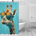 thumbnail image 3 of Giraffe With Sunglasses Sunny Day Cool Shower Curtain with 12 Plastic Hooks Washable Polyester Fabric Bathroom 72x72 Inch, 3 of 6