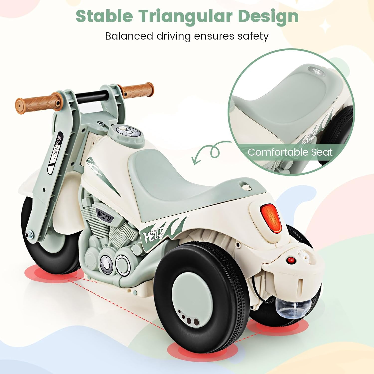 OLAKIDS Ride on Push Car, Foot-to-Floor Sliding Car for Toddlers Kids Motorcycle with Bubble Maker, Music, 3 Wheels Ride on Toys Gift for Boys Girls Aged 3-5 Years