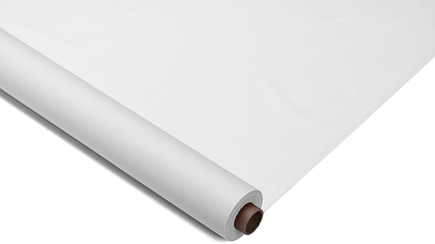 Exquisite 300 ft. x 40 in. White Plastic Tablecloth Rolls Disposable Banquet Roll White