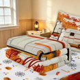 thumbnail image 5 of Erosebridal Cartoon Camper Zipper Queen Comforter Set with Fitted Sheet and 2 Pillowcases, Hello Fall Print Zipper Bedding Set, Halloween Reversible, 5 of 7