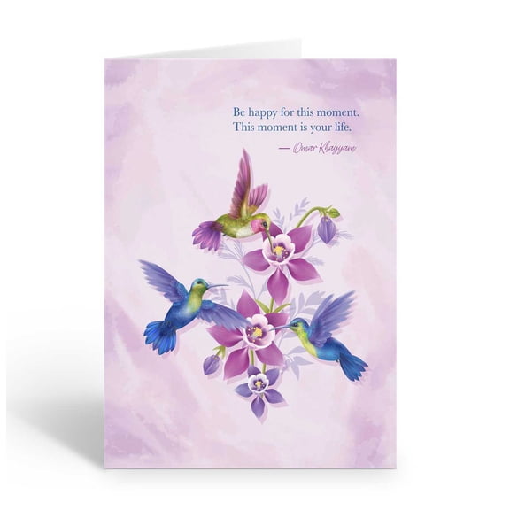 Pretty Hummingbirds Blank Note Card - 10 Note Cards and Envelopes - Birds - B144