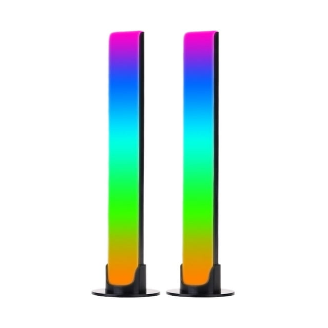 Injueey Luz colorida de ambiente musical con función de recogida, batería de litio integrada para mayor comodidad Iluminación y accesorios (Juego de 2) - Negro