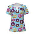 thumbnail image 2 of Uemuo Donuts Drawing Women's Deep V-Neck Low Cut Tops - Casual Loose Fit with Stainless Steel Loop, Soft, Breathable, Perfect for Office, Travel, and Daily Wear-Large, 2 of 5