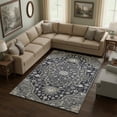 thumbnail image 2 of HomeRoots 677753 10 x 14 ft. Black Gray & Beige Oriental Washable Machine Made Rectangle Area Rug with UV Protection, 2 of 9