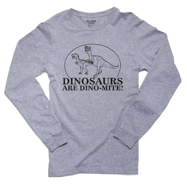 Hollywood Thread - Dinosaurs Are Dino-Mite! Men's Long Sleeve Grey T ...