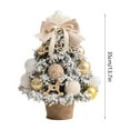 thumbnail image 3 of Beige Desktop Christmas Tree Holiday Decoration Artificial Mini Tree Set Home Party Decor with String Lights Flocking Christmas Tree, 3 of 6