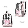 thumbnail image 2 of ZIATUBLES 17 Inch Clear Backpack, Heavy Duty Fabric & PVC Transparent Bag with Reinforced Strap, Large Capacity Pink Leopard Butterfly Print See Through Bookbag for School, Work & Travel, 2 of 7