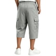 thumbnail image 4 of Nestiefly Men's Capri Cargo Casual 3/4 Shorts Elastic Waist Drawstring Wide Leg Below Knee Sweatpants Baggy with Pockets Light Gray 2XL, 4 of 7