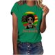 thumbnail image 1 of Tops de Manga Corta para las Mujeres de Ajuste Suelto, Día de la Independencia Negro Impreso, Cuello Redondo Suelto Superior, 1 of 4