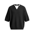 thumbnail image 3 of XUANTAOO Men Tshirt Short Sleeve Corduroy Crew Neck Henley Shirt Basic Black Shirts Men Shirts Casual, 3 of 3