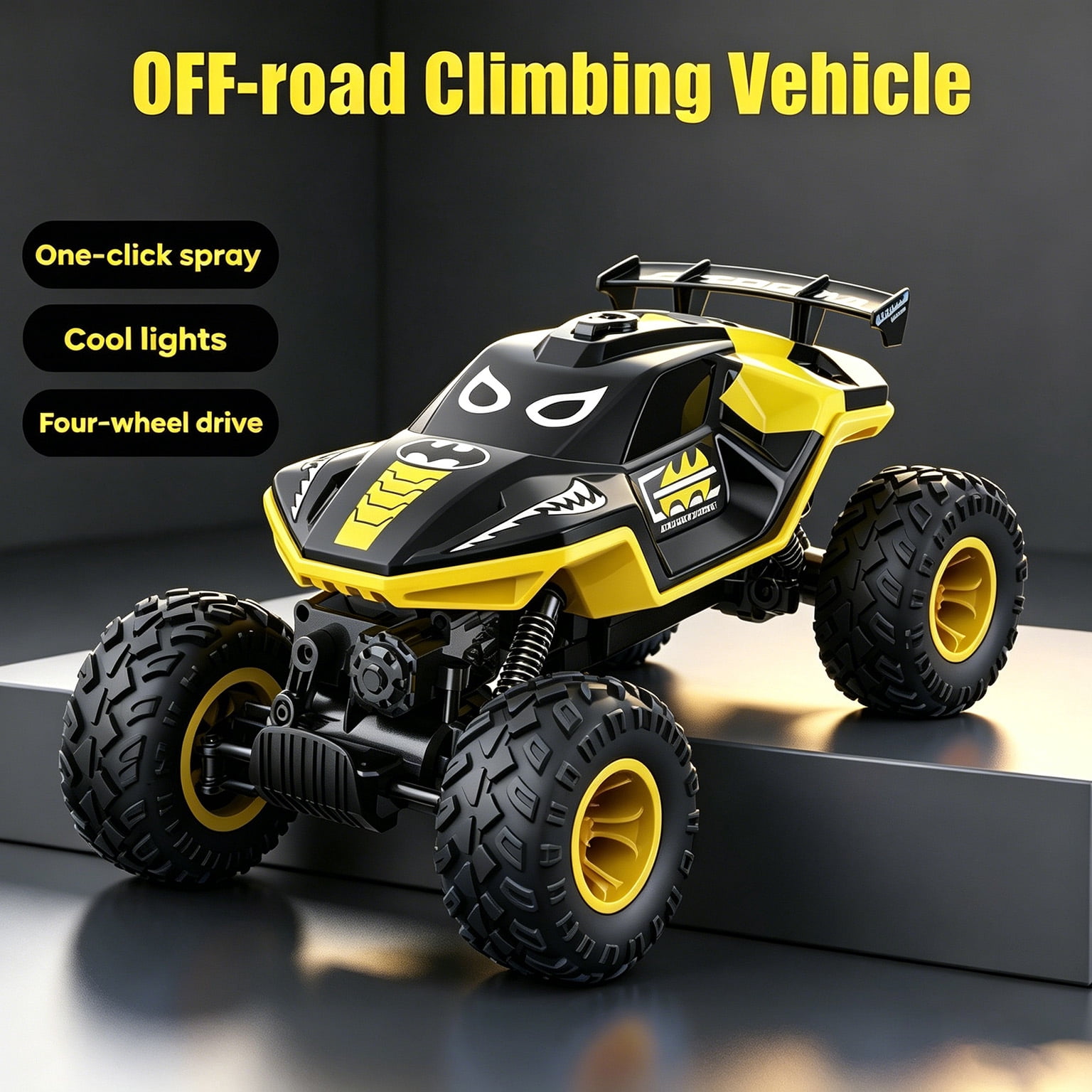 HNH 1:16 Big Monster Trucks Remote Control Car, 4WD RC Car for Kids, High-speed RC Vehicle with Two Battery