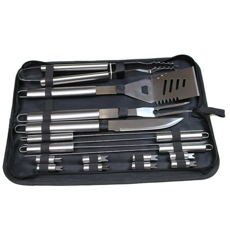 BBQ Mate - Barbecue Set 16pc â€“ Generation II - Best Stainless Steel Materials â€“ Canvas Bag â€“ This Kit Fits Nicely with Your (Best Bbq Plate Material)