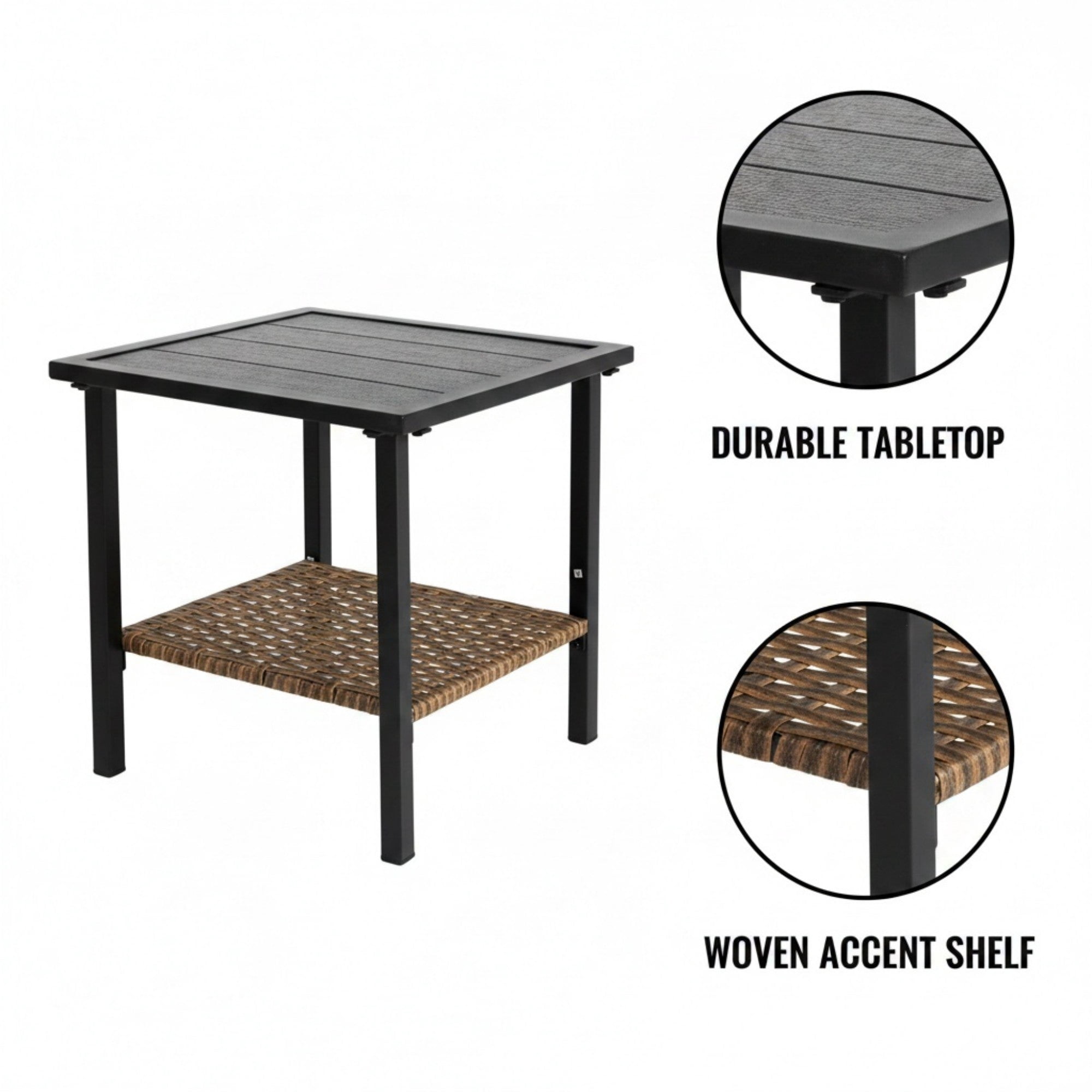 Sailvan 3-Piece Outdoor Swivel Rocker Chairs Set,Wicker Patio Conversation Set with Side Table,350lbs Capacity,Brown Brown&Gray