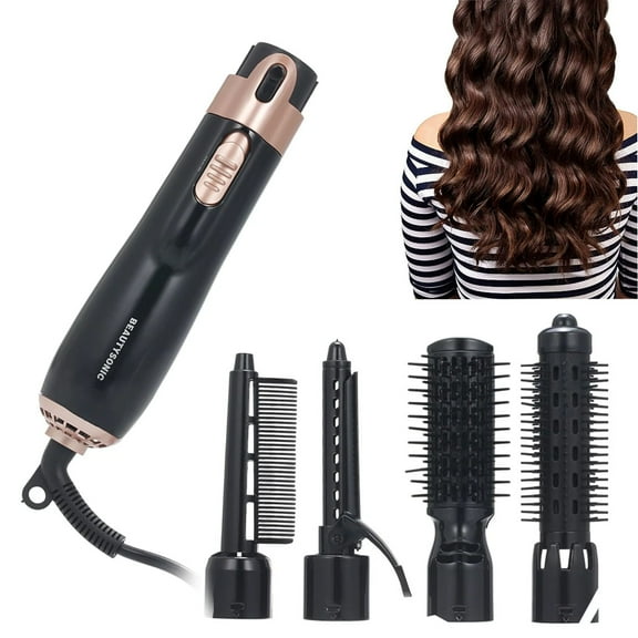 Dyues 4 in 1 Hair Dryer Styler and Volumizer Hair Curler Straightener Blow Dryer Brush Rotating Blow Dryer Comb in One Hair Styling Gift for Girl