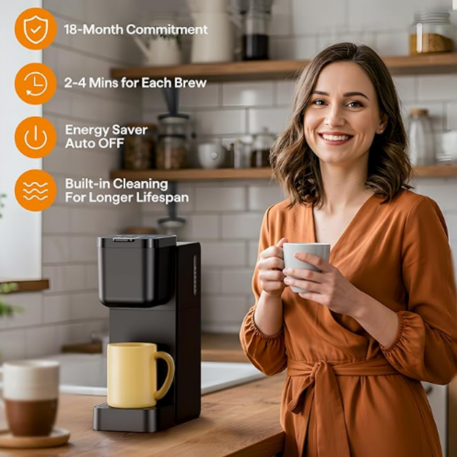 Single Serve Coffee Maker for K Cup, Ground and Tea Leaves, Hot and Iced Coffee Machines with Bold Setting, 6 to 16 Oz Brew Sizes, Compact for Small Spaces, Black (2.0 Version)