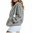 thumbnail image 6 of Htigea Womens Zip Up Hoodies Oversized Sweatshirts Fall School Fashion Outfits Casual Jackets Winter Clothes Gray L, 6 of 7