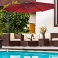 thumbnail image 4 of Gymax 10' Hanging Umbrella Outdoor Patio Market Banana Umbrella Offset Wine Red, 4 of 10