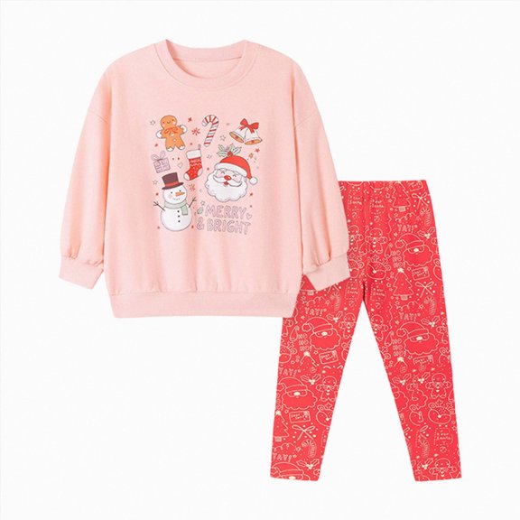 Enyan Toddler Girl Christmas Outfit Fall Winter Clothes Long Sleeve Crewneck Top and Legging Pant 2Pcs Set