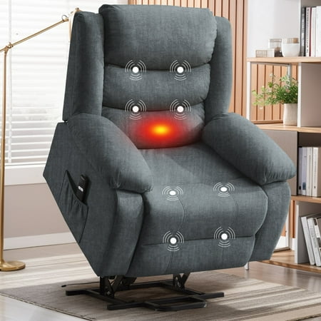 Korser Power Lift Recliner Chair for Elderly with Massage and Heat Oversized for Living Room,Grey