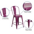 thumbnail image 2 of 24'' High Crystal Teal-Blue Metal Indoor-Outdoor Counter Height Stool with Back, 2 of 9