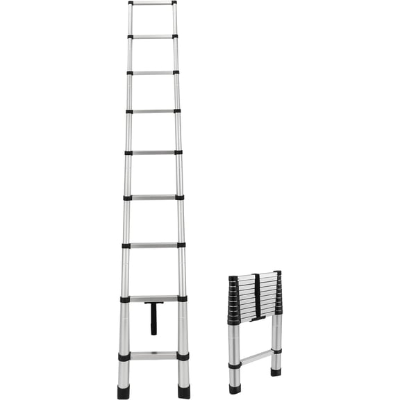 RecPro RV Aluminum Telescoping Ladder | Collapsible Extension Ladder (12.5 FT) Silver