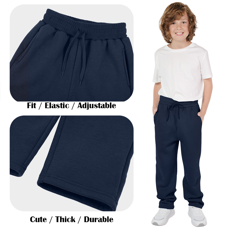 Resinta 4 Pack Boys Fleece Jogger Sweatpants with Pocket Drawstring Soft Youth Active Athletic Jogger Pants for 5-16 Years